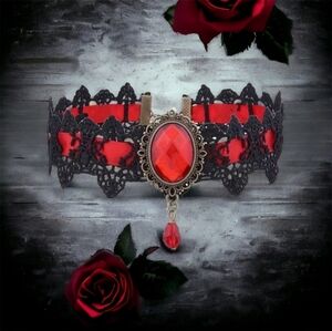 Black/Red Lace Necklace Collar Choker‎ Retro Style Cosplay Fashion Jewelry